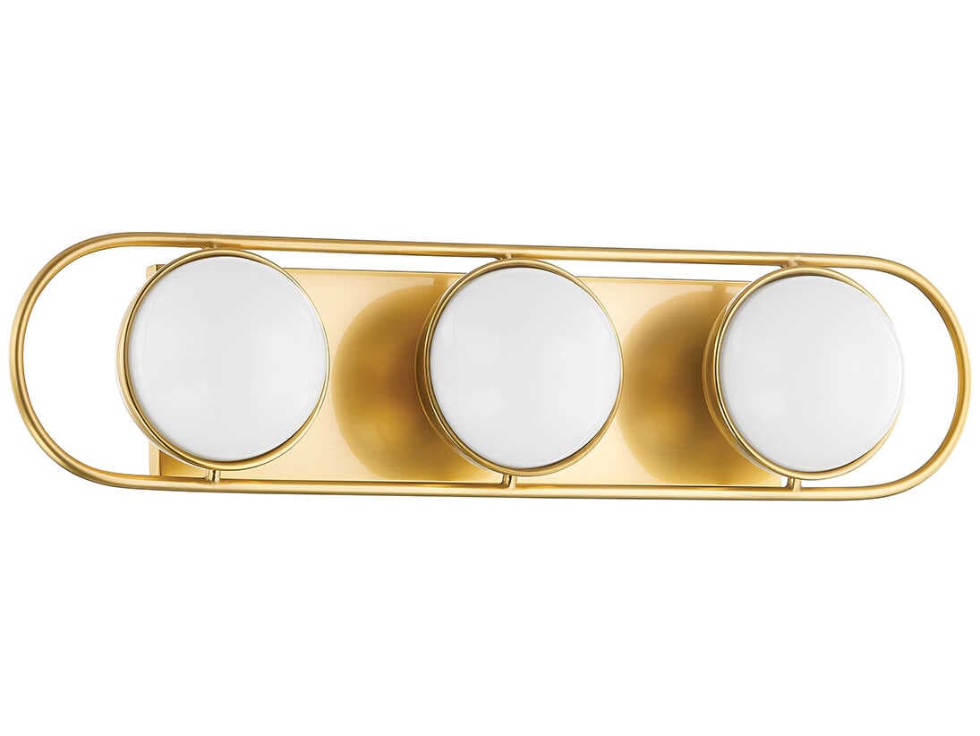 Mitzi Amy 3-Light Aged Brass Glass Vanity Light