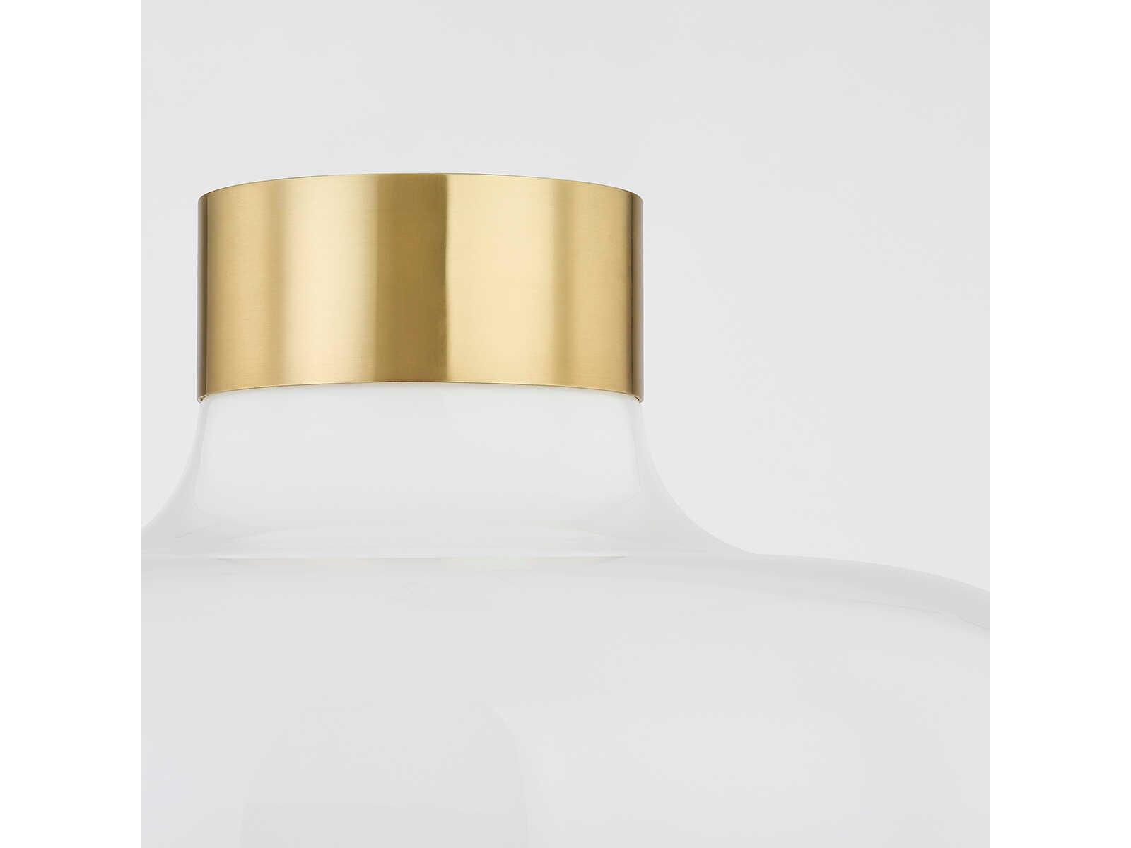 Mitzi Eliana 1-Light Aged Brass Glass Flush Mount