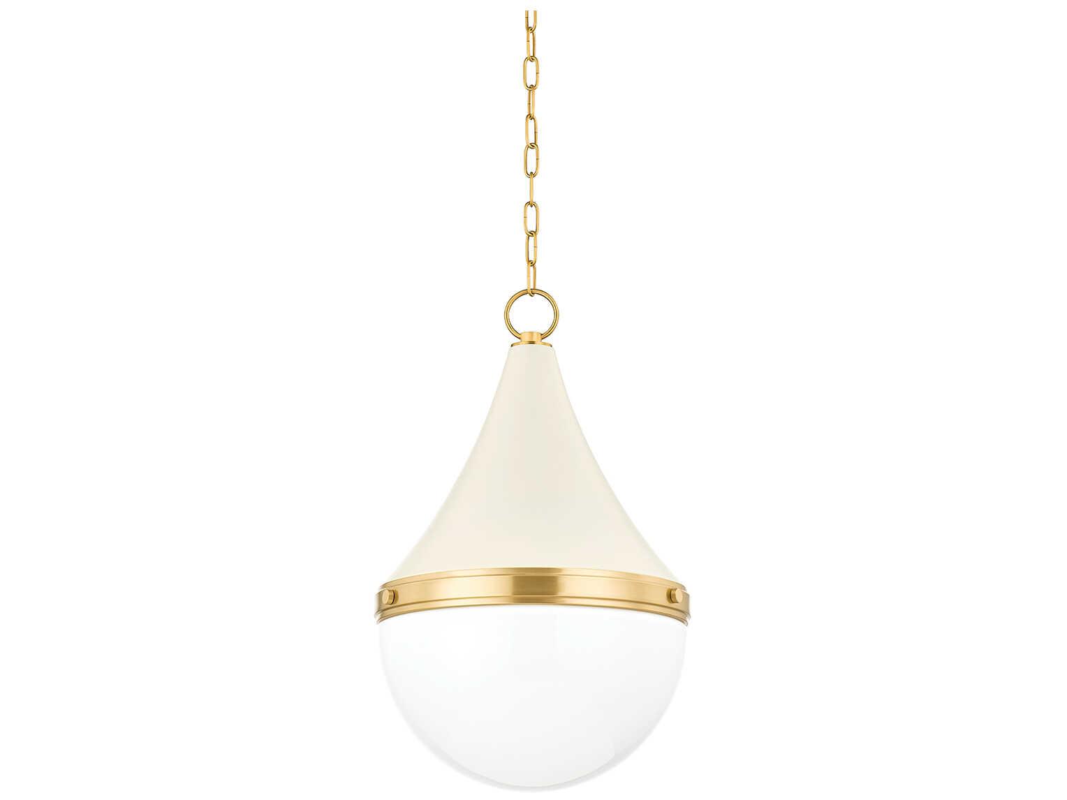 Mitzi Ciara 1-Light Aged Brass Soft Cream White Glass Pendant