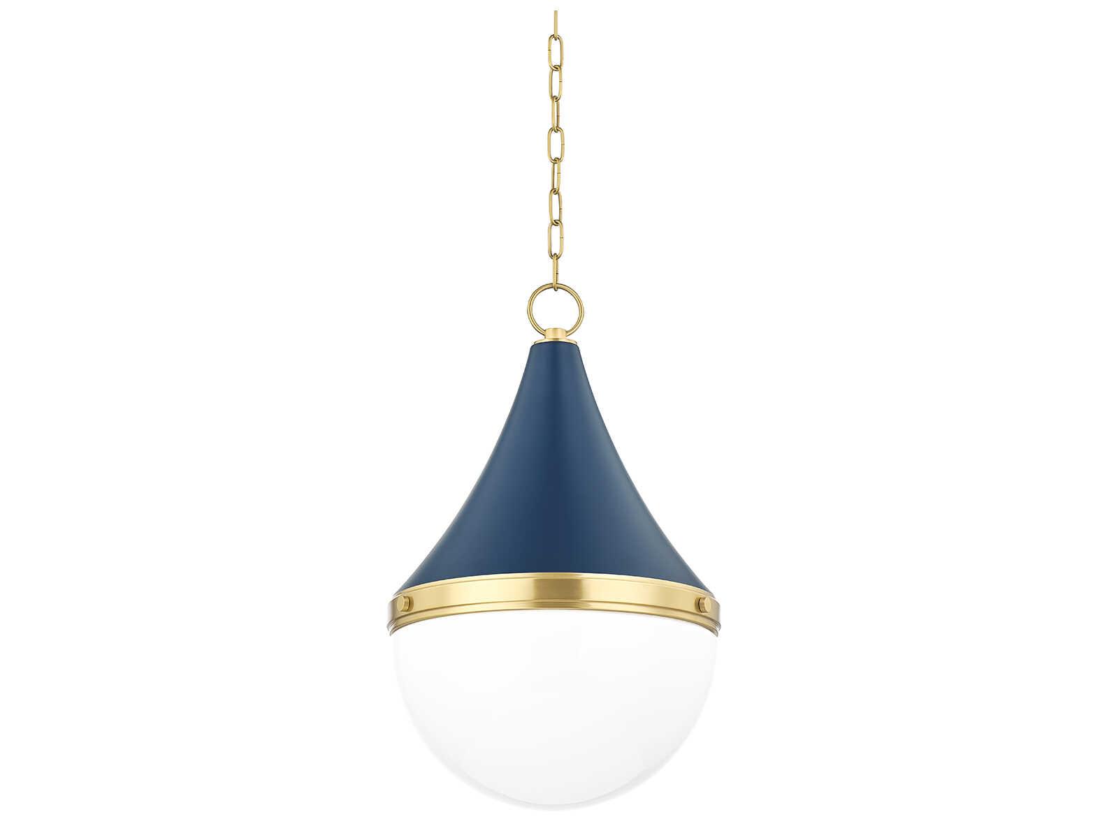 Mitzi Ciara 1-Light Aged Brass Soft Navy Blue Glass Pendant