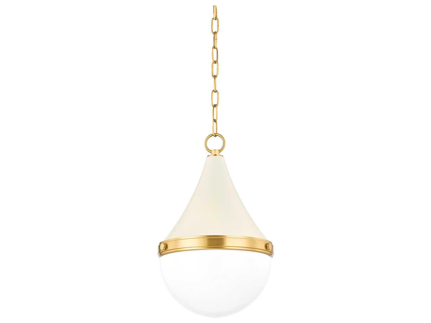 Mitzi Ciara 1-Light Aged Brass Soft Cream White Glass Mini Pendant