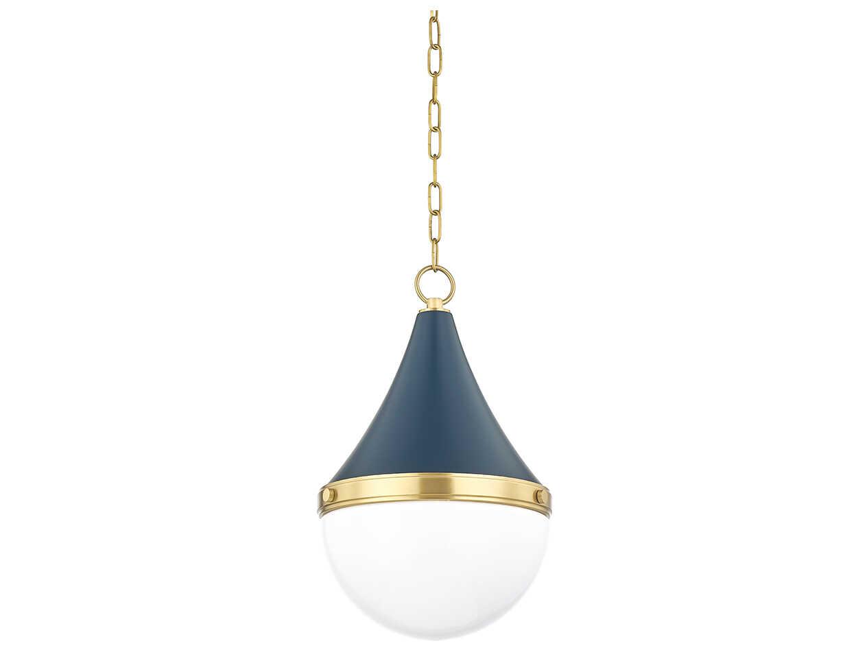 Mitzi Ciara 1-Light Aged Brass Soft Navy Blue Glass Mini Pendant