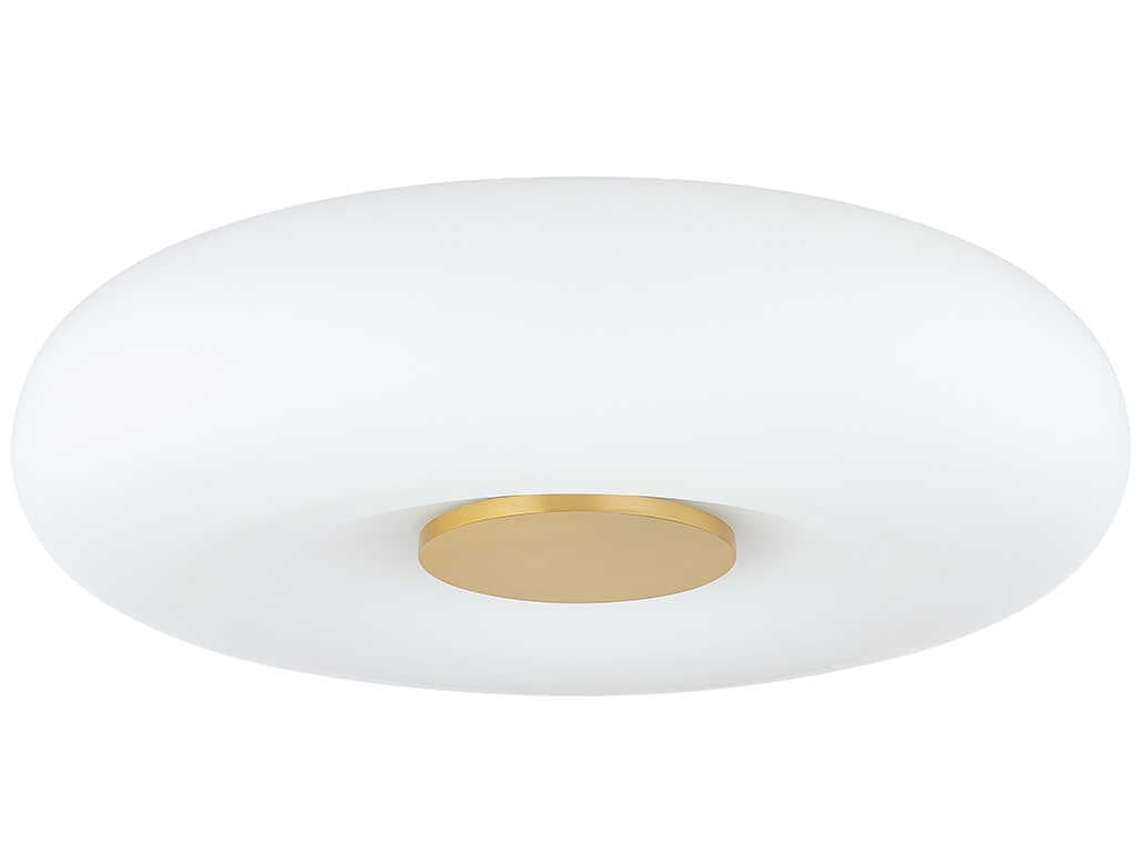 Mitzi Imani 1-Light Aged Brass Glass LED Flush Mount