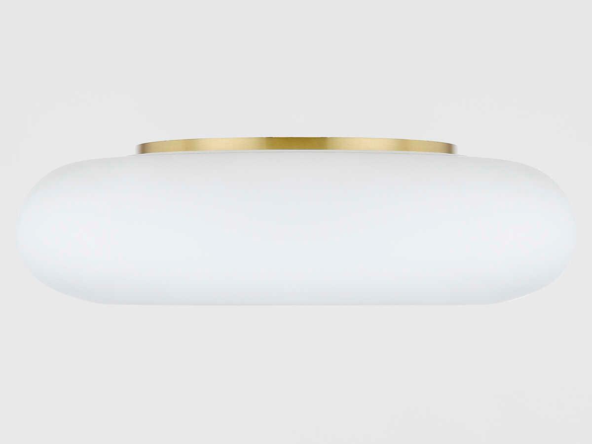 Mitzi Imani 1-Light Aged Brass Glass LED Flush Mount