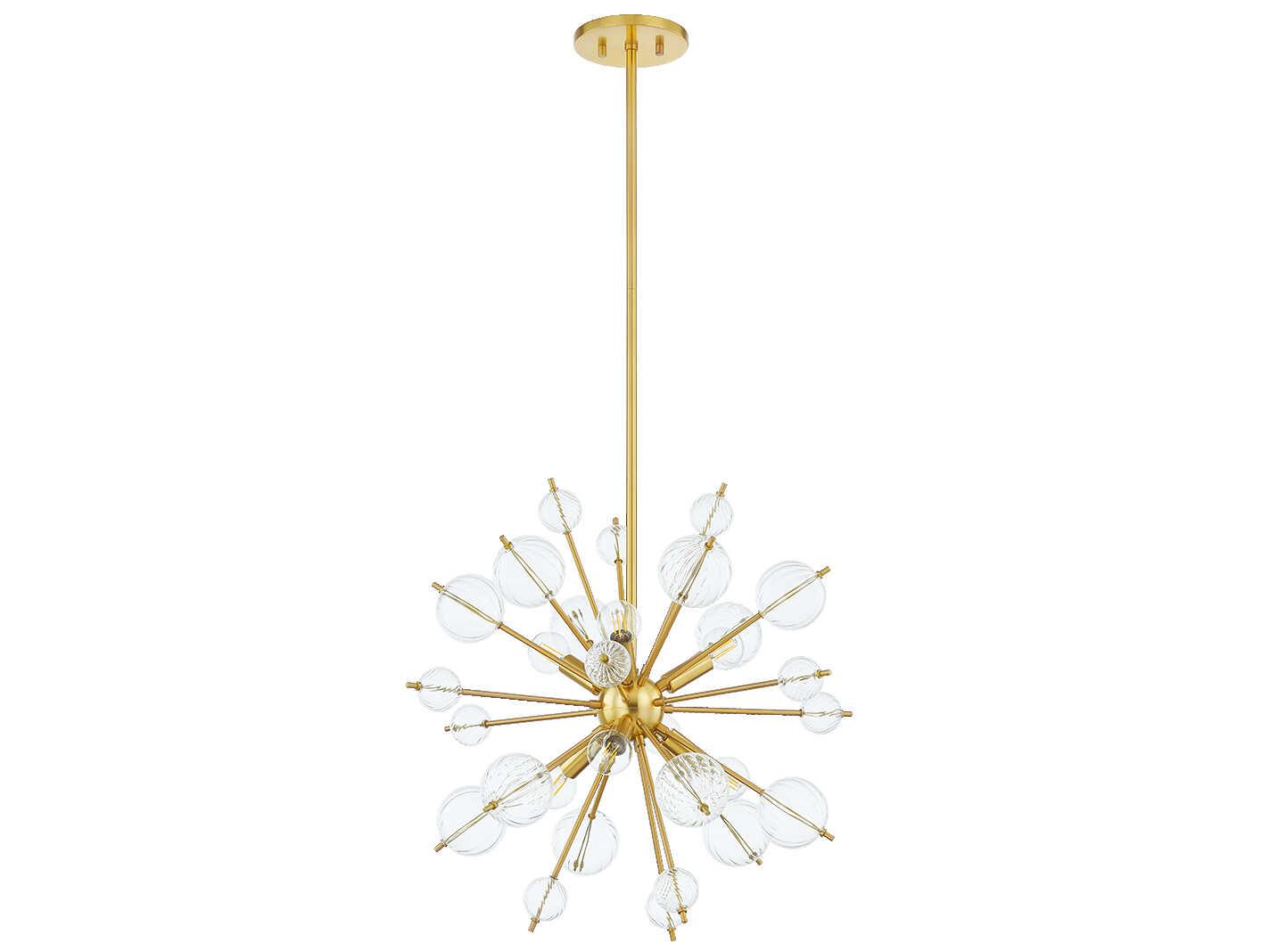 Mitzi Linnea 6-Light Aged Brass Glass Candelabra Sputnik Chandelier