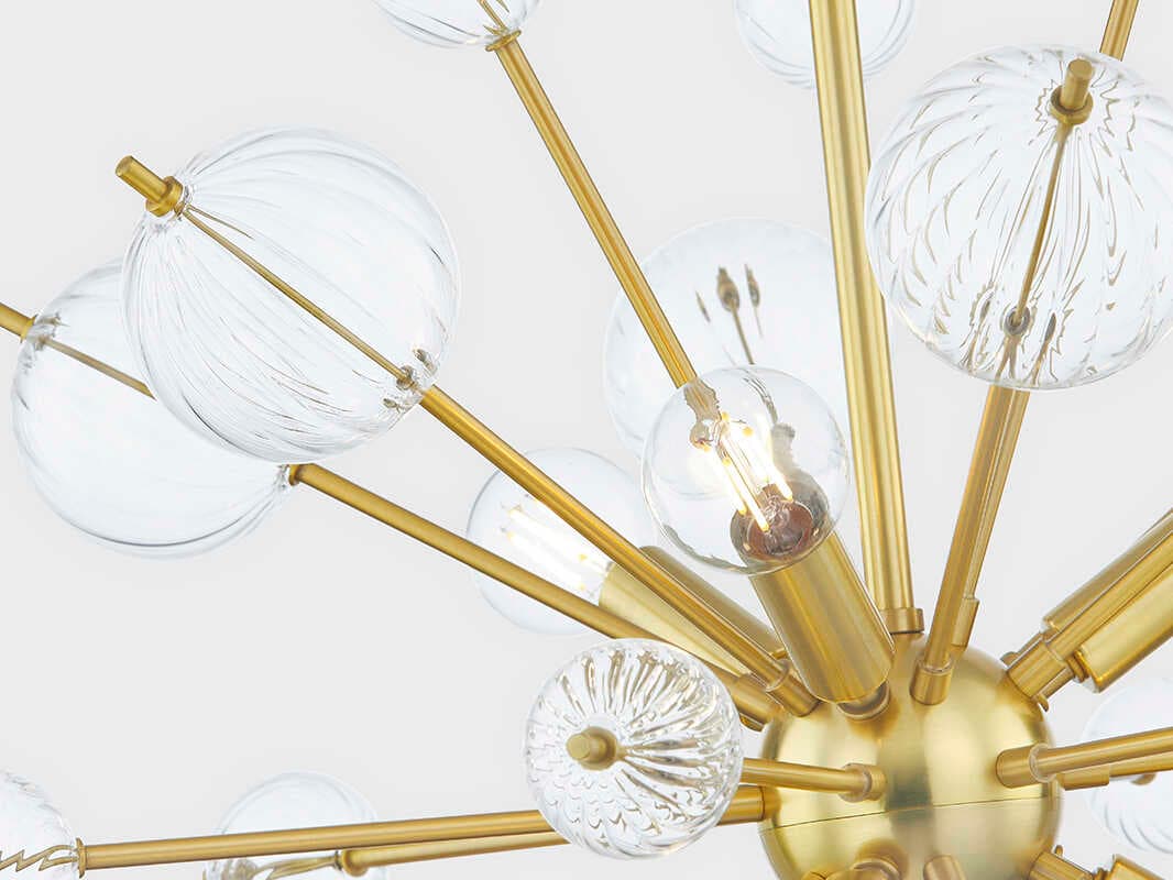 Mitzi Linnea 6-Light Aged Brass Glass Candelabra Sputnik Chandelier