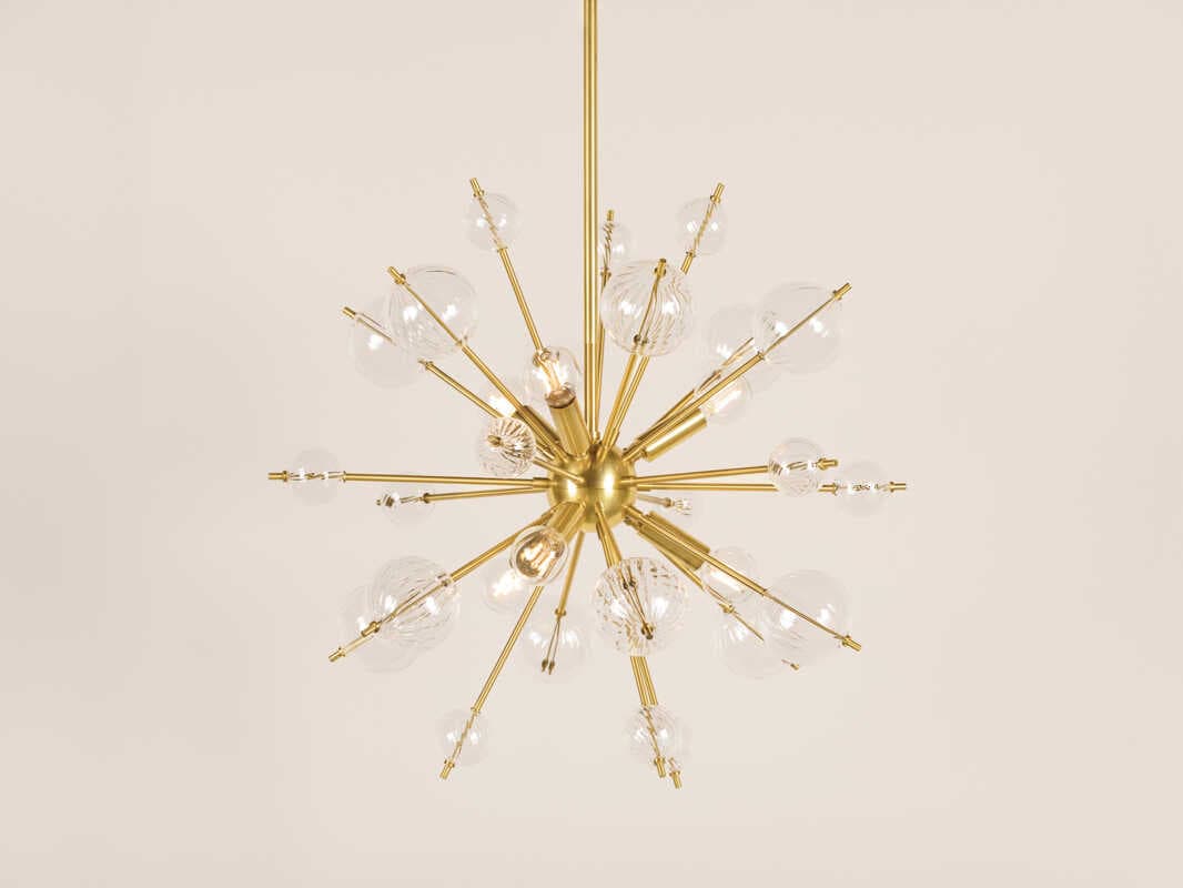 Mitzi Linnea 6-Light Aged Brass Glass Candelabra Sputnik Chandelier