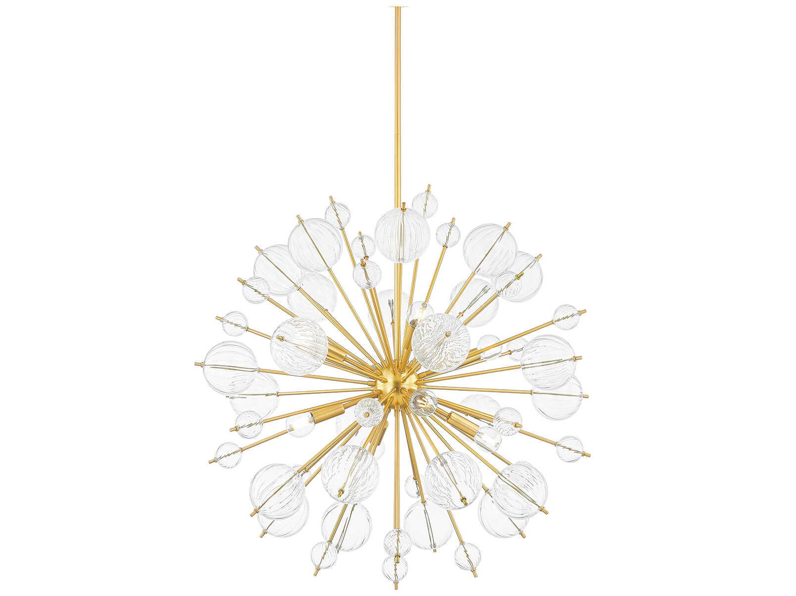 Mitzi Linnea 8-Light Aged Brass Glass Candelabra Sputnik Chandelier