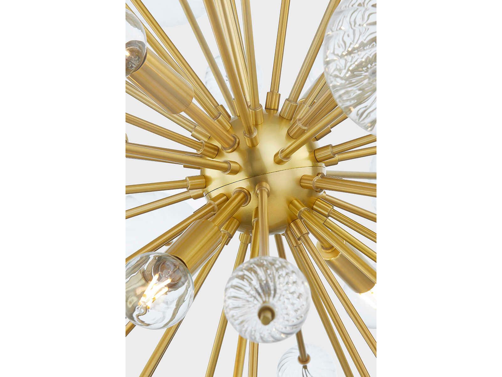 Mitzi Linnea 8-Light Aged Brass Glass Candelabra Sputnik Chandelier