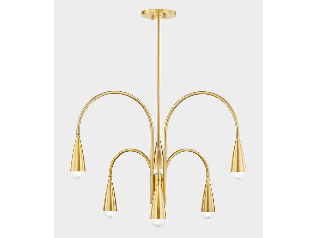 Mitzi Jenica 6-Light Aged Brass Candelabra Chandelier