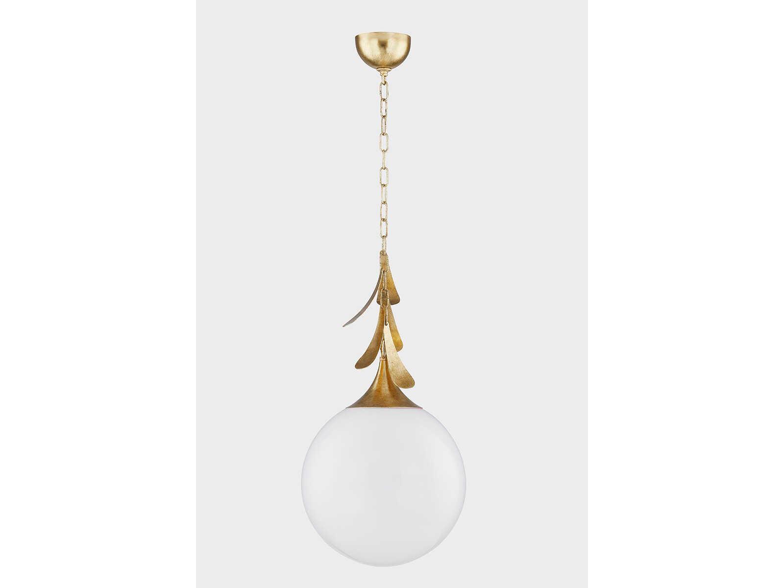 Mitzi Victoria 1-Light Vintage Gold Leaf Glass Globe Pendant