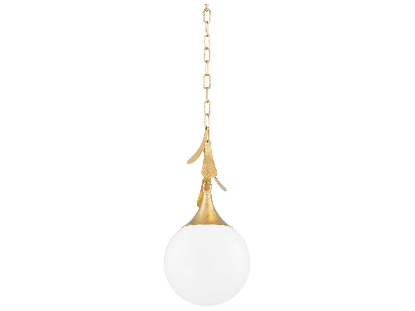 Mitzi Victoria 1-Light Vintage Gold Leaf Glass Globe Mini Pendant