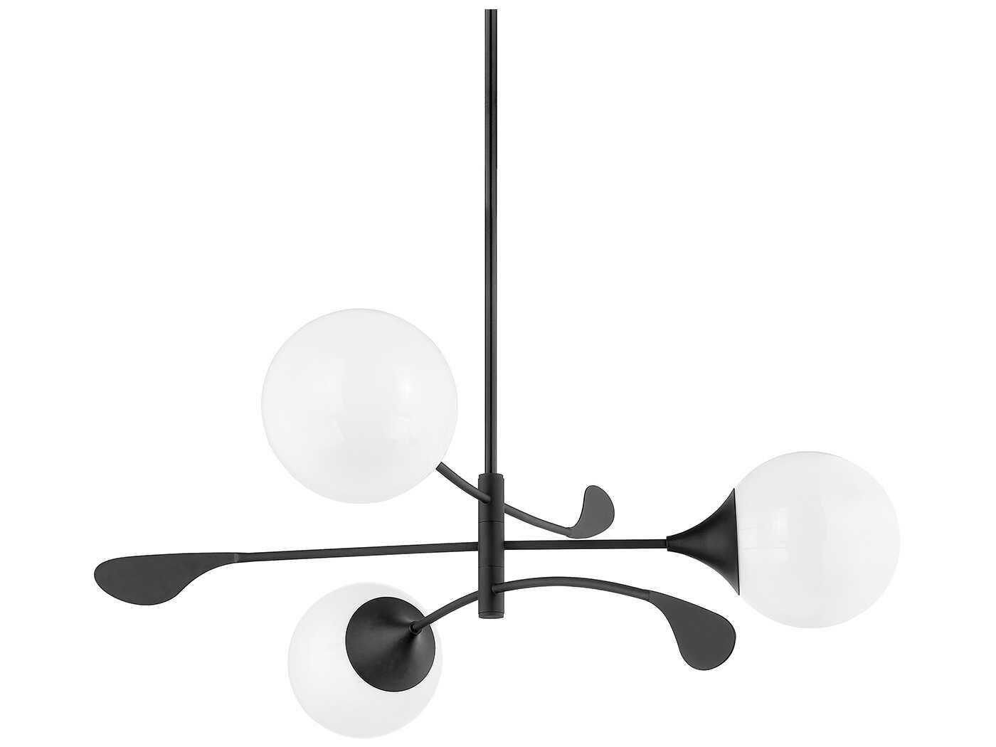 Mitzi Victoria 3-Light Textured Black Glass Globe Linear Chandelier