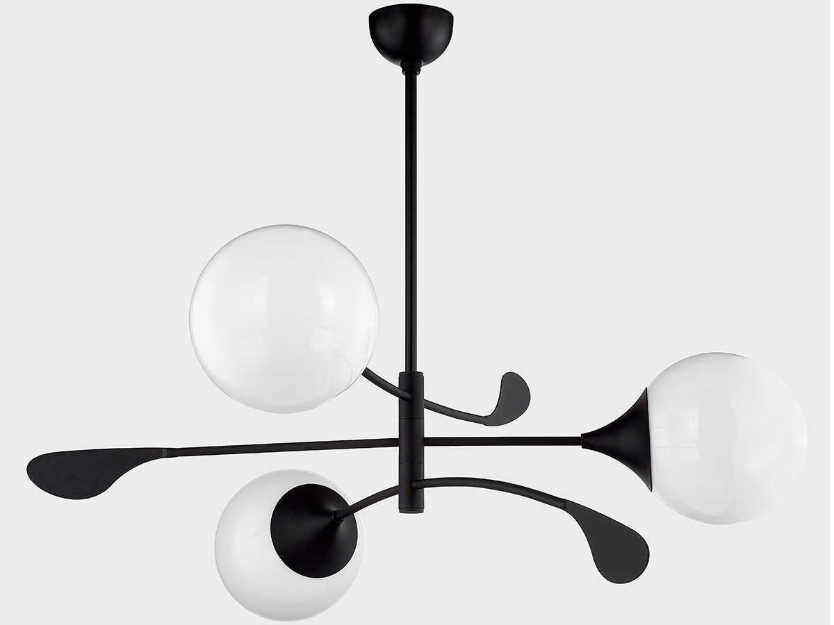 Mitzi Victoria 3-Light Textured Black Glass Globe Linear Chandelier