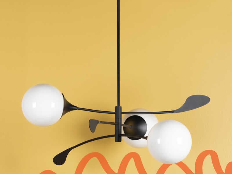 Mitzi Victoria 3-Light Textured Black Glass Globe Linear Chandelier