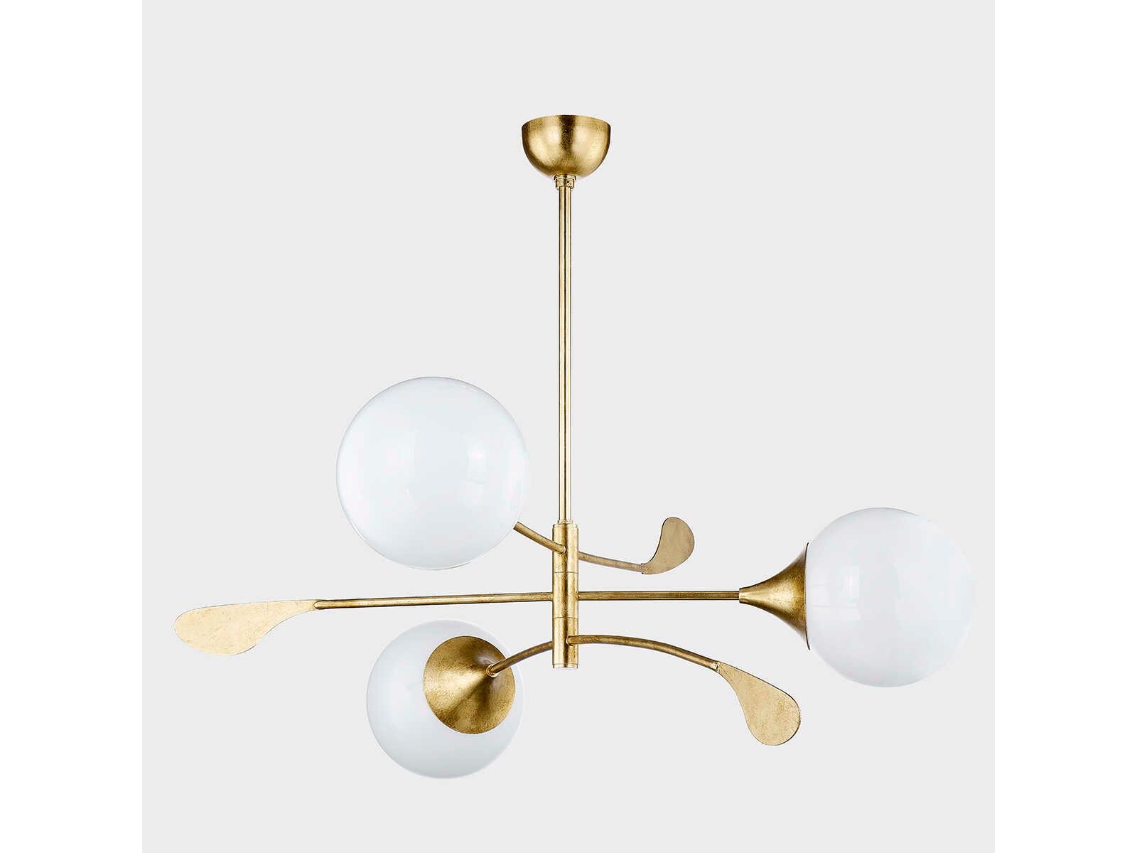 Mitzi Victoria 3-Light Vintage Gold Leaf Glass Globe Linear Chandelier