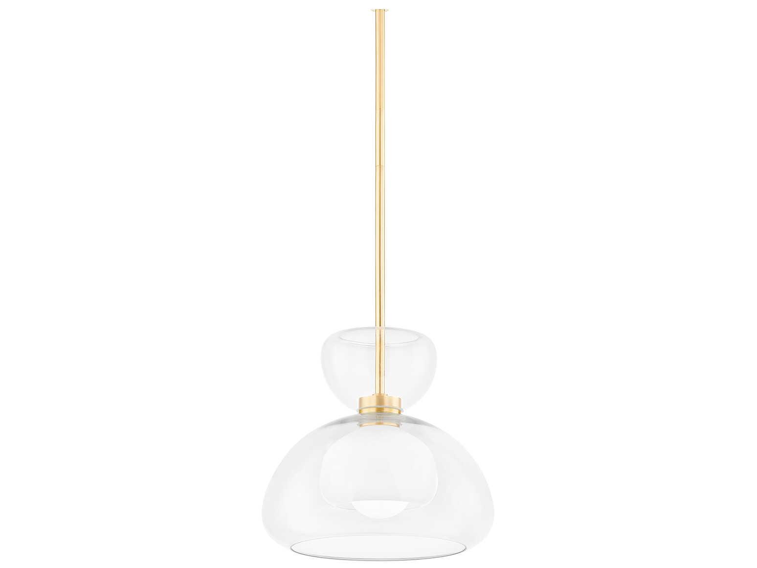 Mitzi Cortney 1-Light Aged Brass Glass Mini Pendant