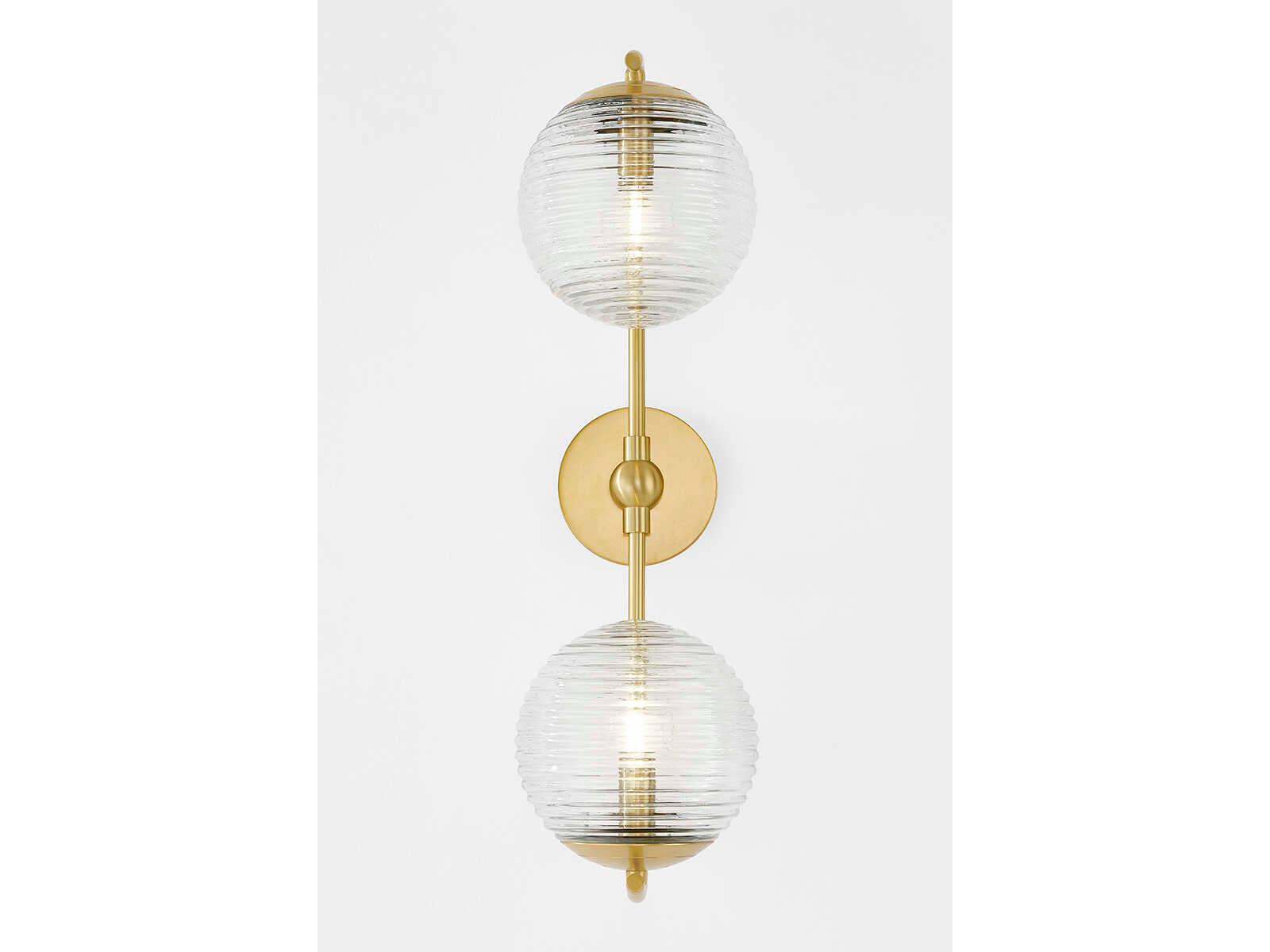 Mitzi Sara 2-Light Aged Brass Glass Wall Sconce