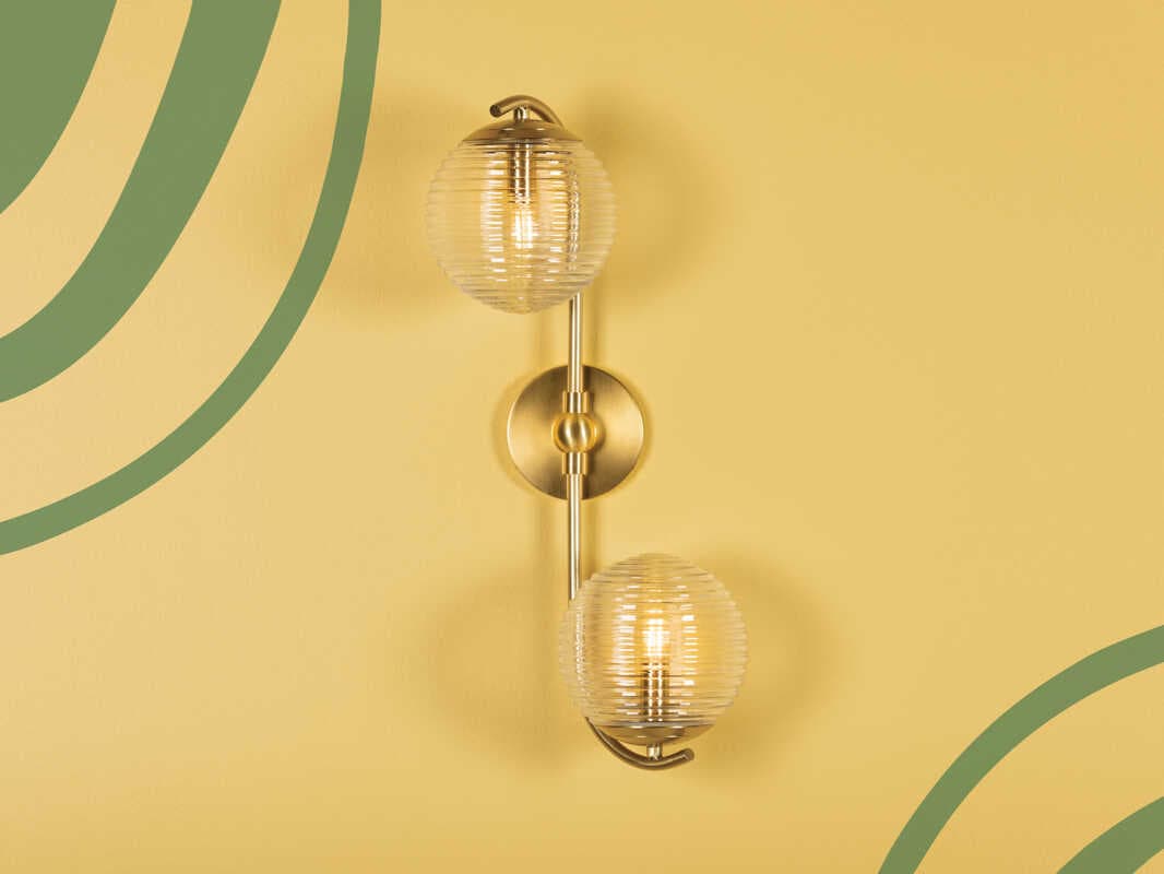 Mitzi Sara 2-Light Aged Brass Glass Wall Sconce