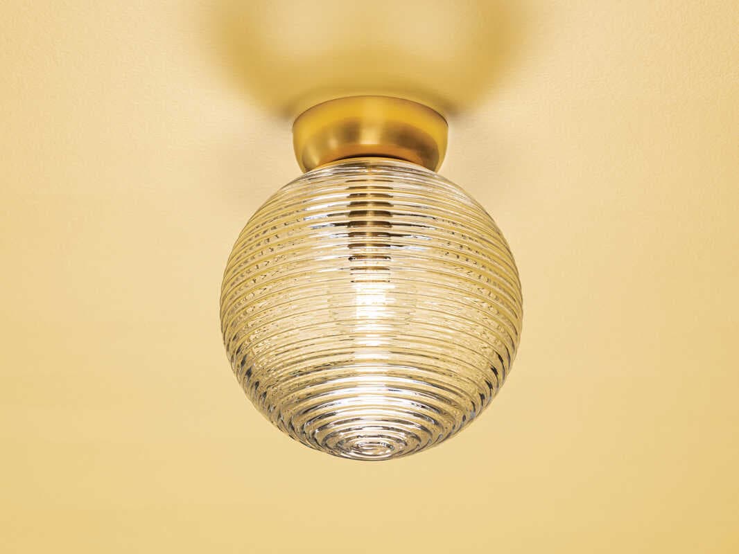 Mitzi Sara 1-Light Aged Brass Glass Globe Flush Mount
