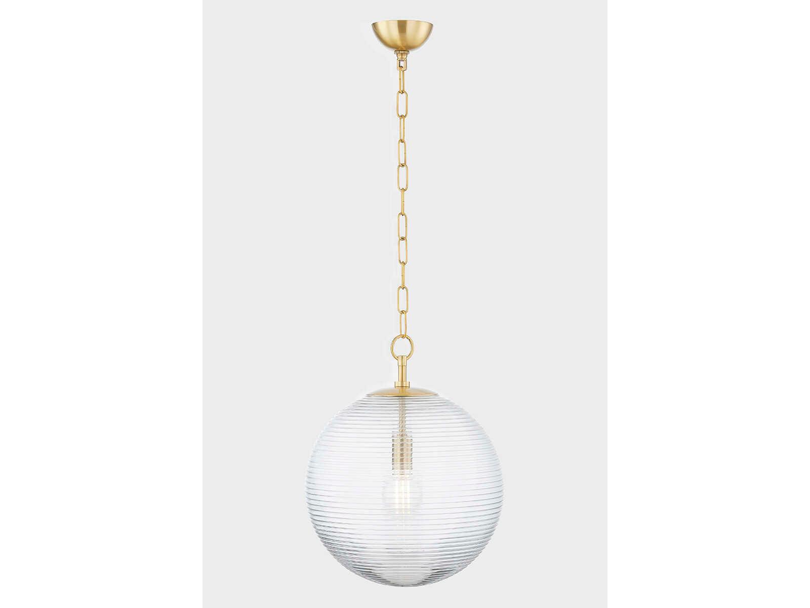 Mitzi Sara 1-Light Aged Brass Glass Globe Pendant