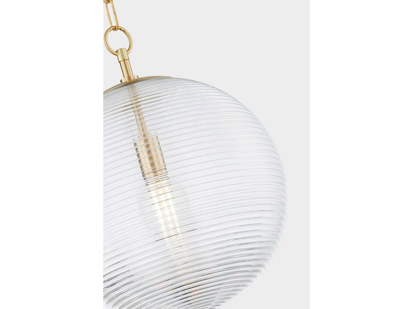 Mitzi Sara 1-Light Aged Brass Glass Globe Pendant