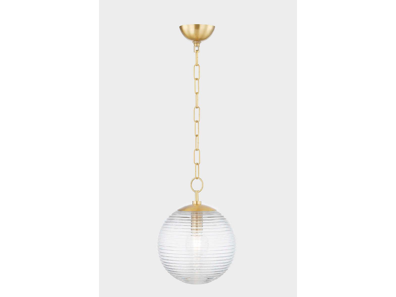Mitzi Sara 1-Light Aged Brass Glass Globe Mini Pendant