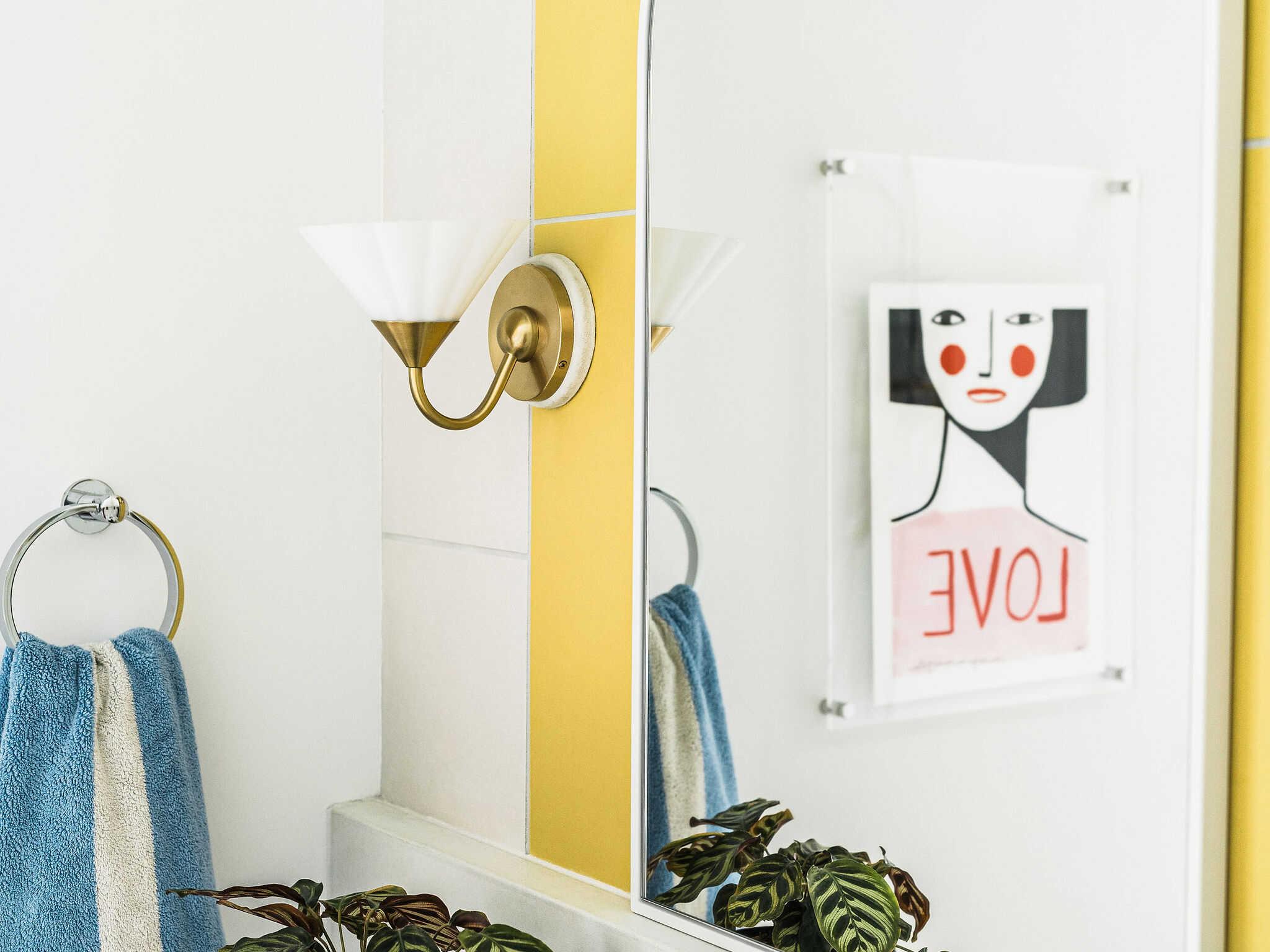 Mitzi Kelsey 1-Light Aged Brass Glass Wall Sconce