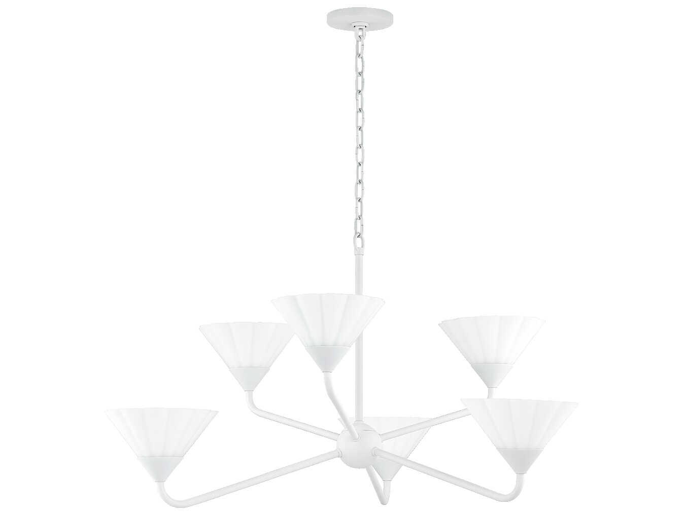 Mitzi Kelsey 6-Light Textured White Glass Candelabra Chandelier