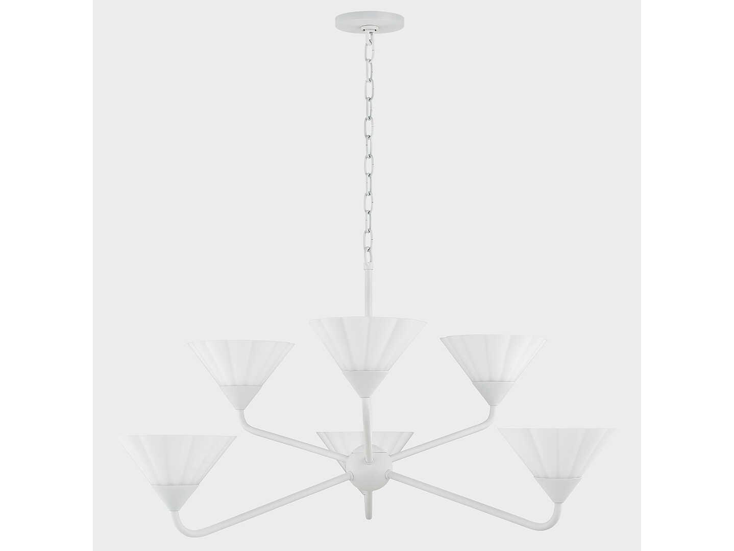 Mitzi Kelsey 6-Light Textured White Glass Candelabra Chandelier