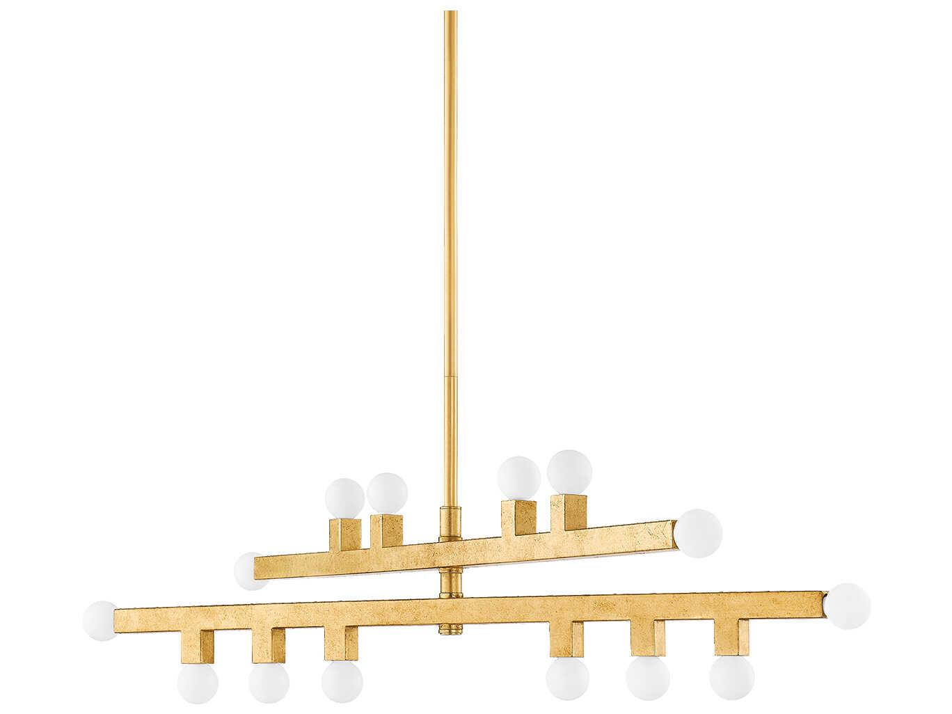 Mitzi Sutter 14-Light Vintage Gold Leaf Tiered Chandelier