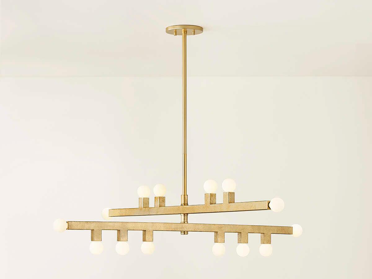 Mitzi Sutter 14-Light Vintage Gold Leaf Tiered Chandelier