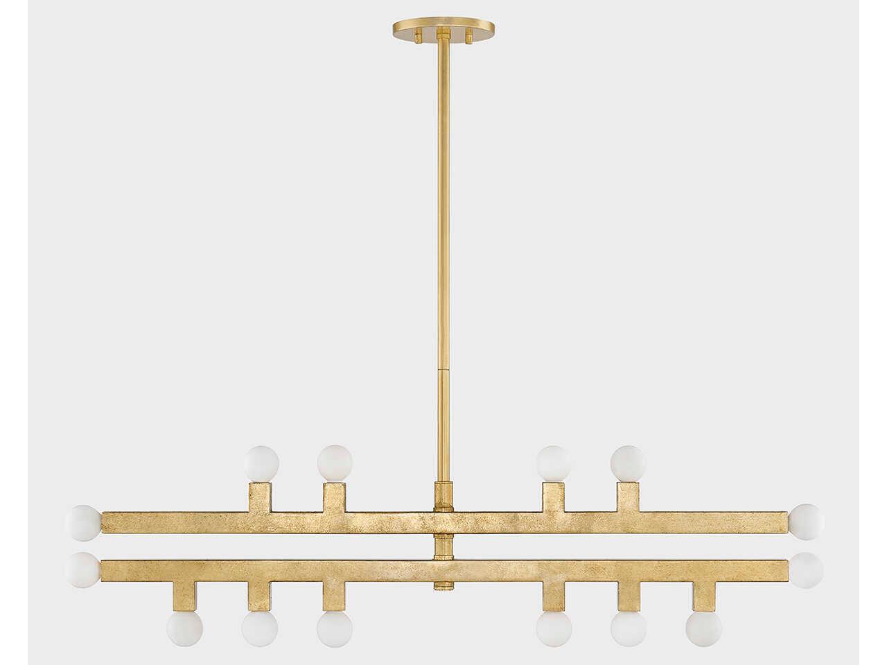 Mitzi Sutter 14-Light Vintage Gold Leaf Tiered Chandelier