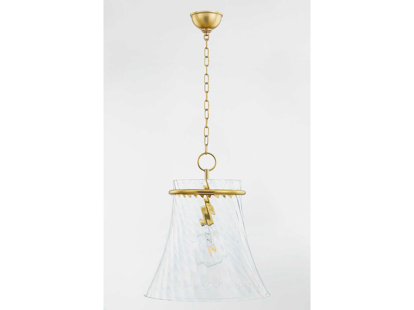 Mitzi Cantana 1-Light Aged Brass Glass Pendant