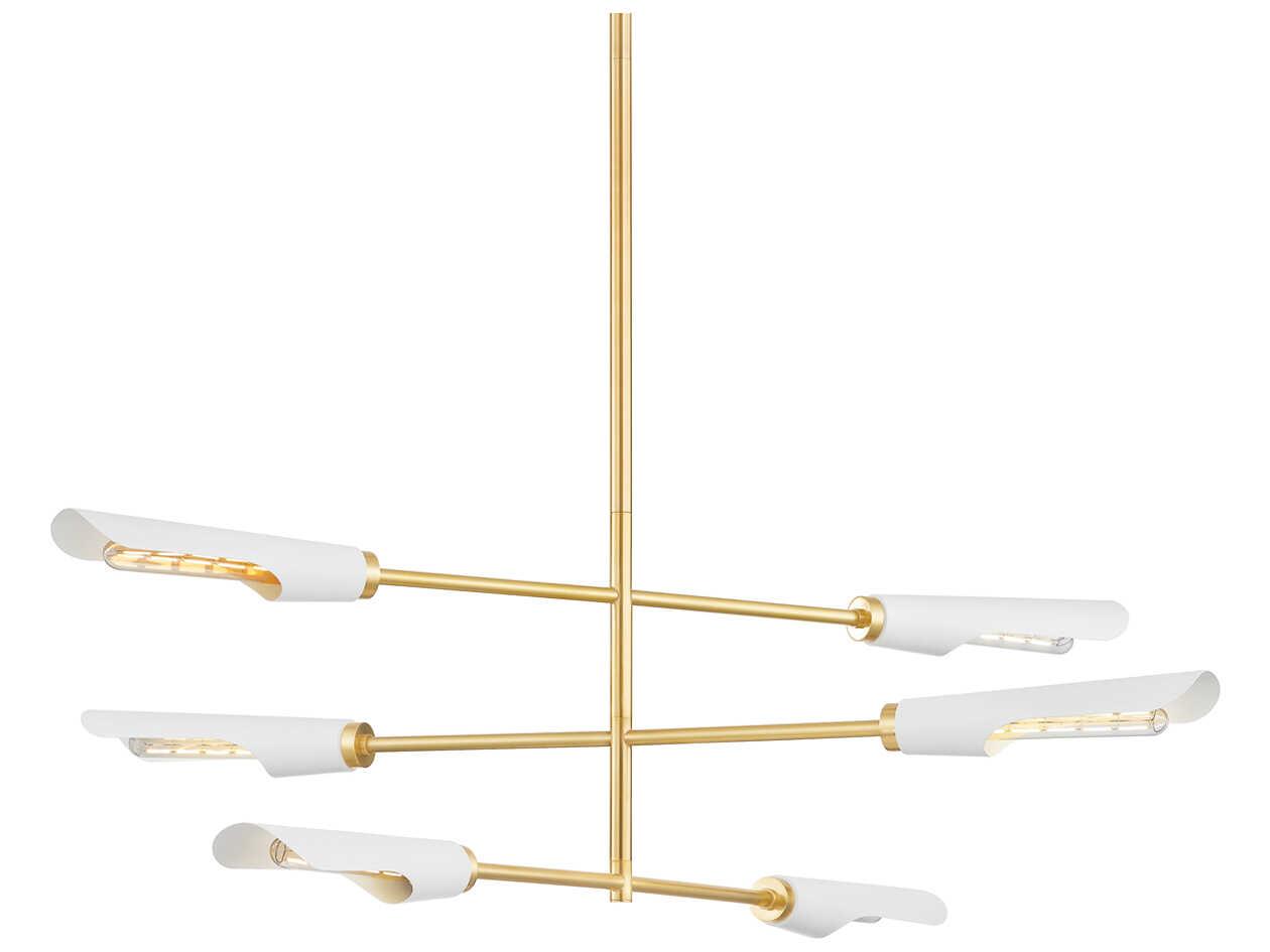 Mitzi Harperrose 6-Light Aged Brass Soft White Linear Tiered Chandelier
