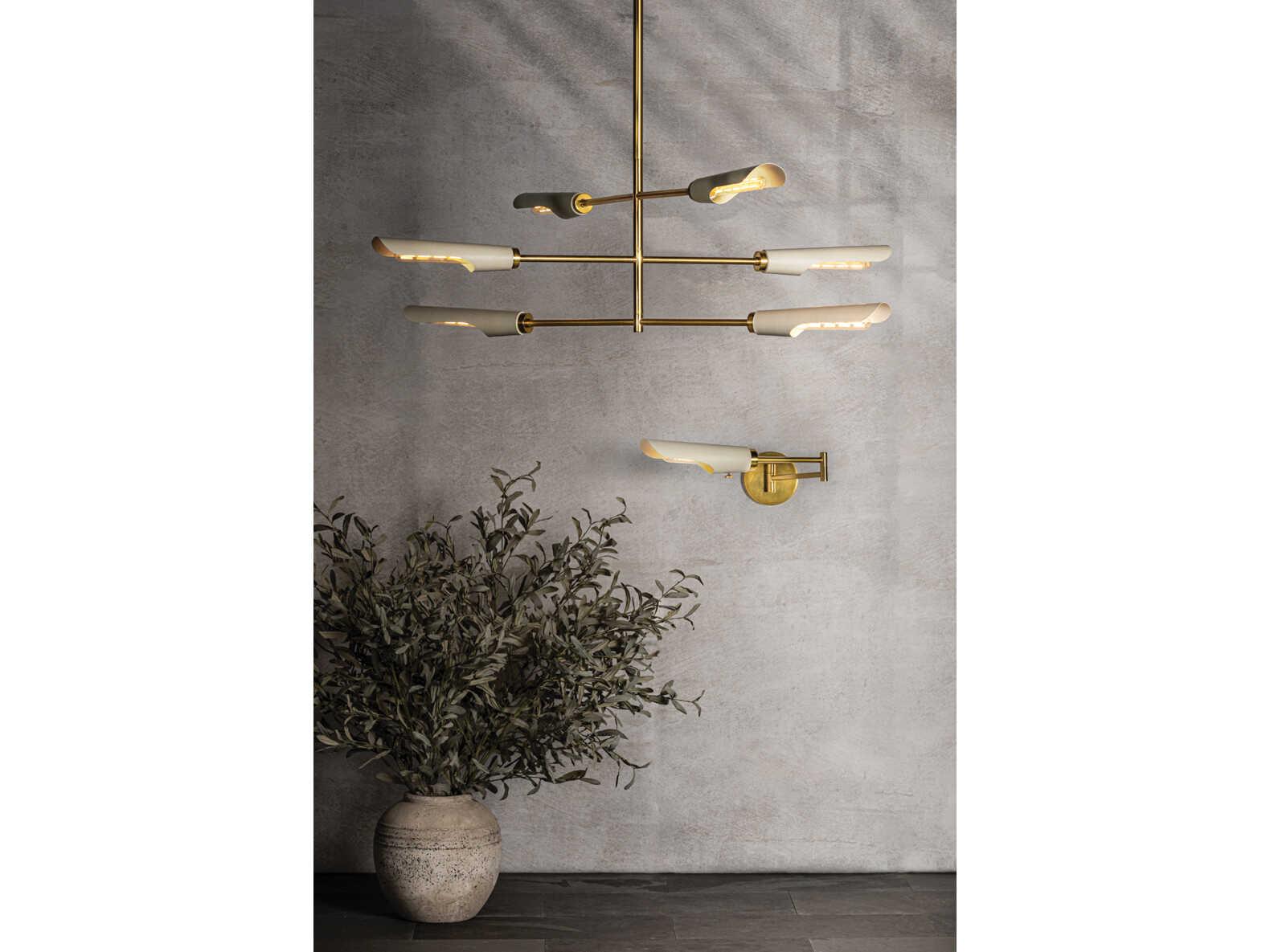 Mitzi Harperrose 6-Light Aged Brass Soft White Linear Tiered Chandelier