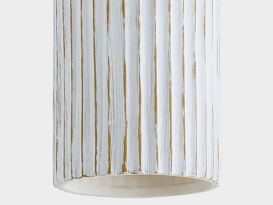 Mitzi Corissa 1-Light Aged Brass Ceramic Whitewash Bisque Cylinder Flush Mount