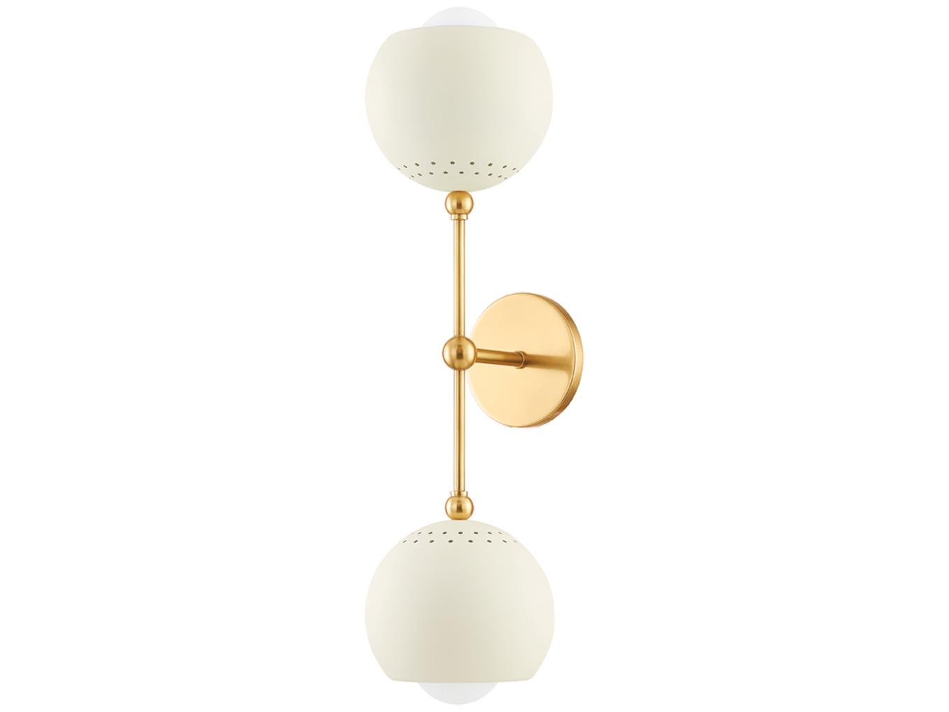 Mitzi Saylor 2-Light Aged Brass Soft Cream Wall Sconce