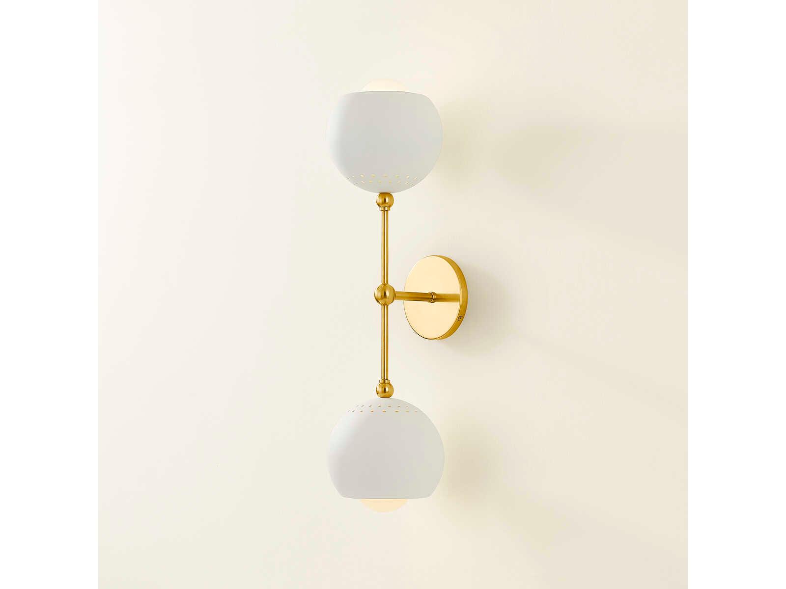 Mitzi Saylor 2-Light Aged Brass Soft Cream Wall Sconce