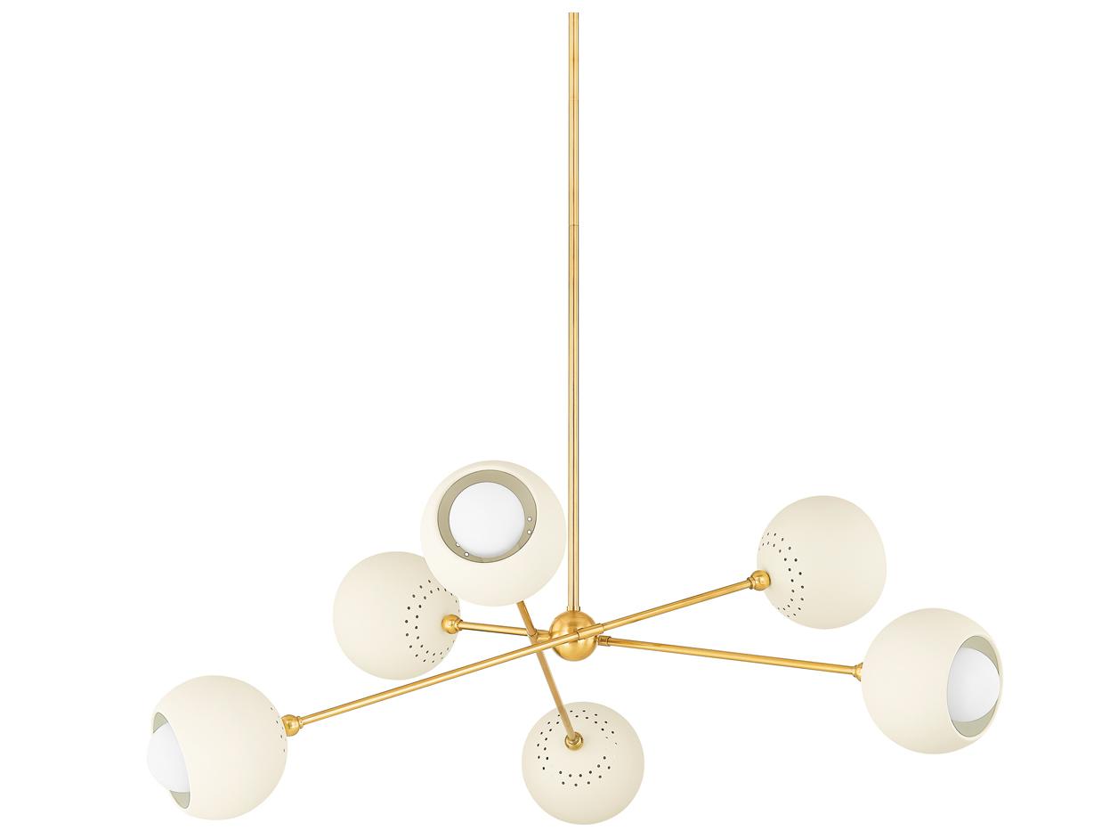 Mitzi Saylor 6-Light Aged Brass Soft Cream Chandelier