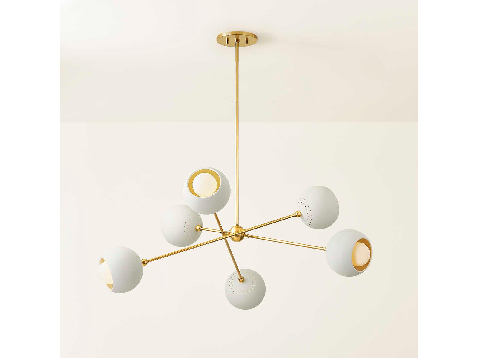 Mitzi Saylor 6-Light Aged Brass Soft Cream Chandelier