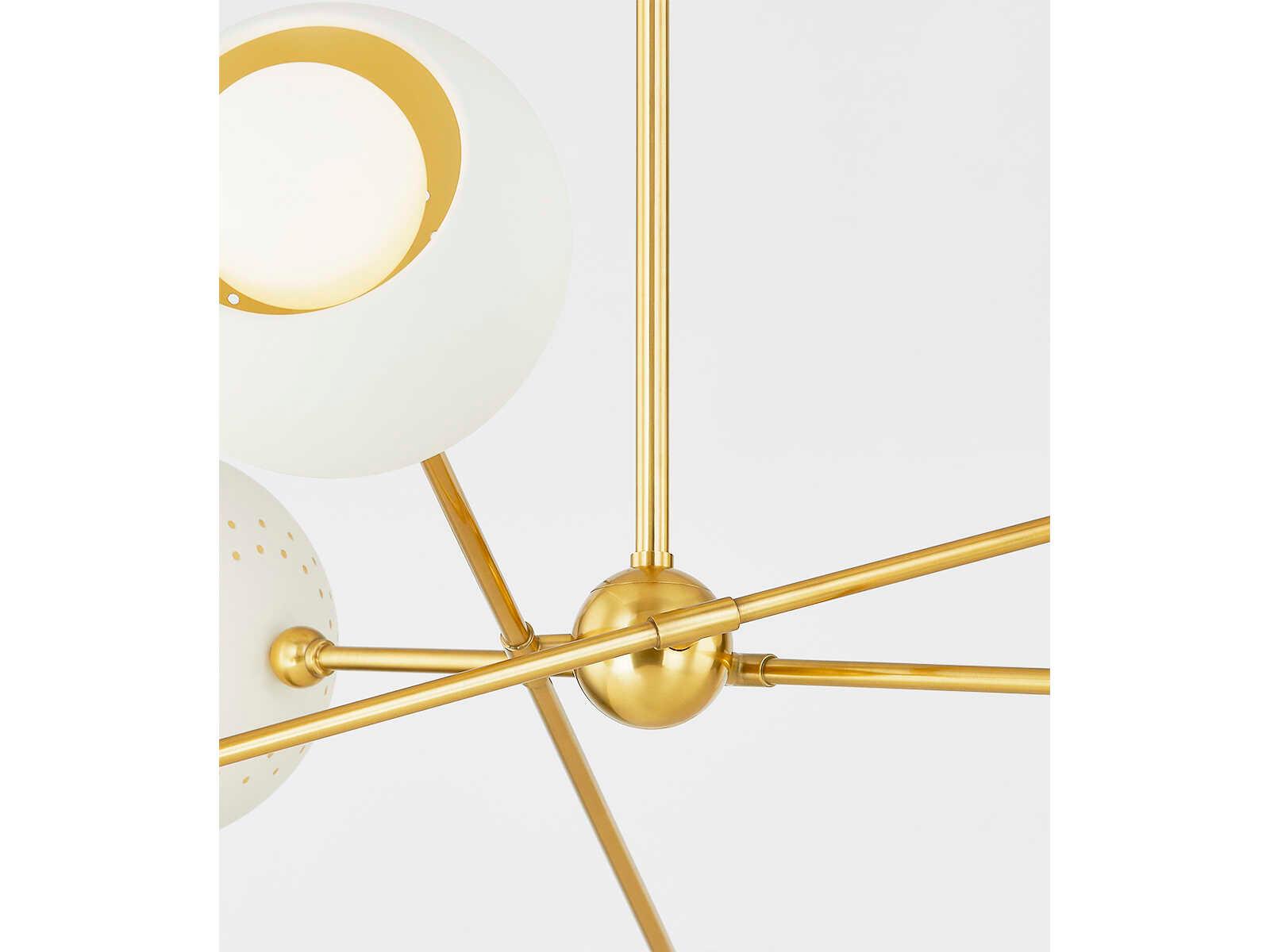 Mitzi Saylor 6-Light Aged Brass Soft Cream Chandelier