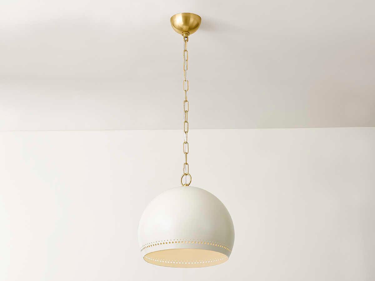 Mitzi Etna 1-Light Aged Brass Soft Cream Off White Pendant