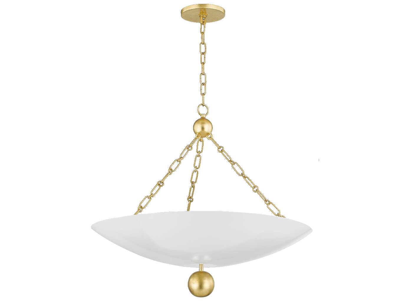 Mitzi 3-Light Vintage Gold Leaf Soft White Bowl Pendant