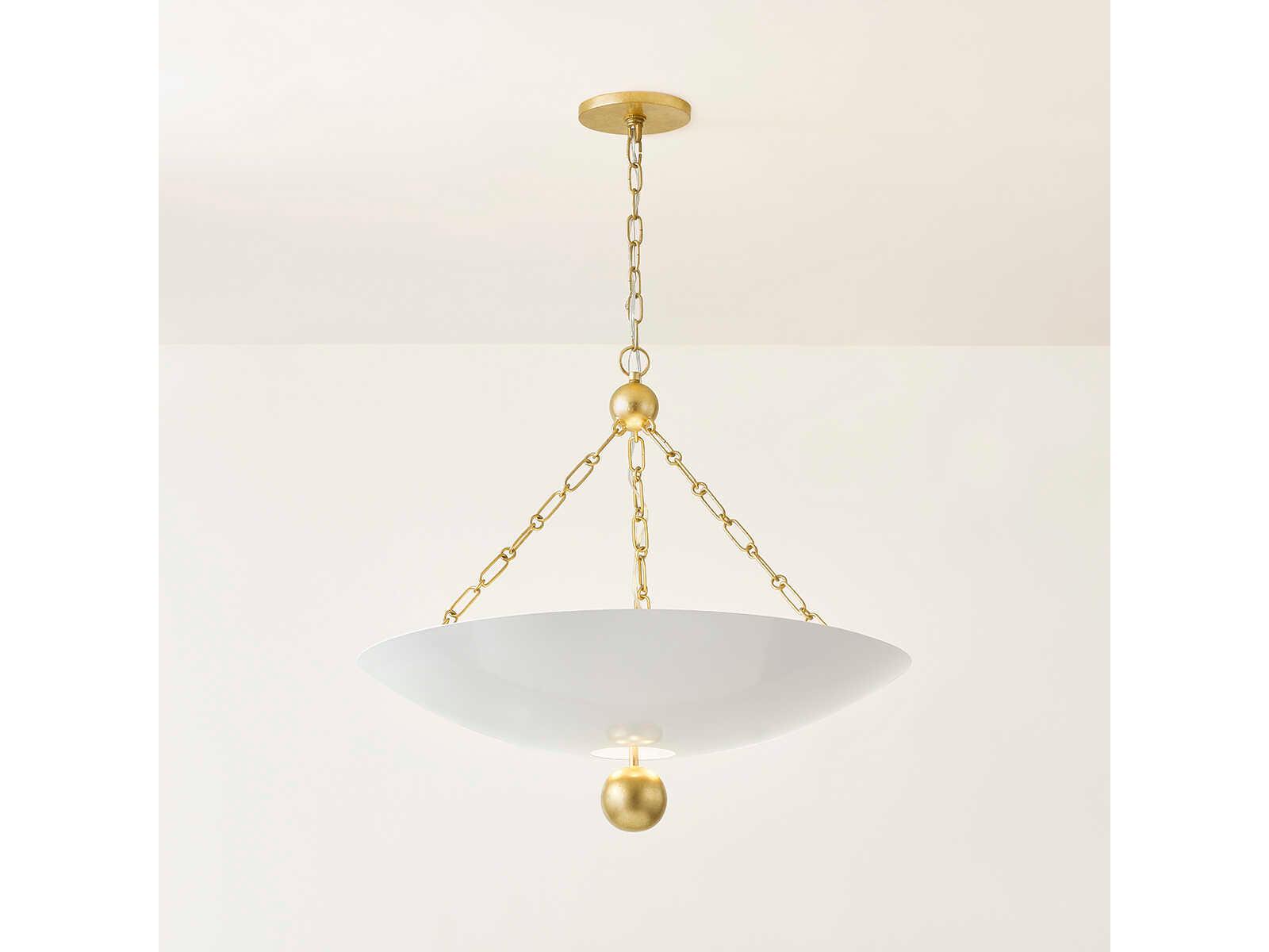 Mitzi 3-Light Vintage Gold Leaf Soft White Bowl Pendant