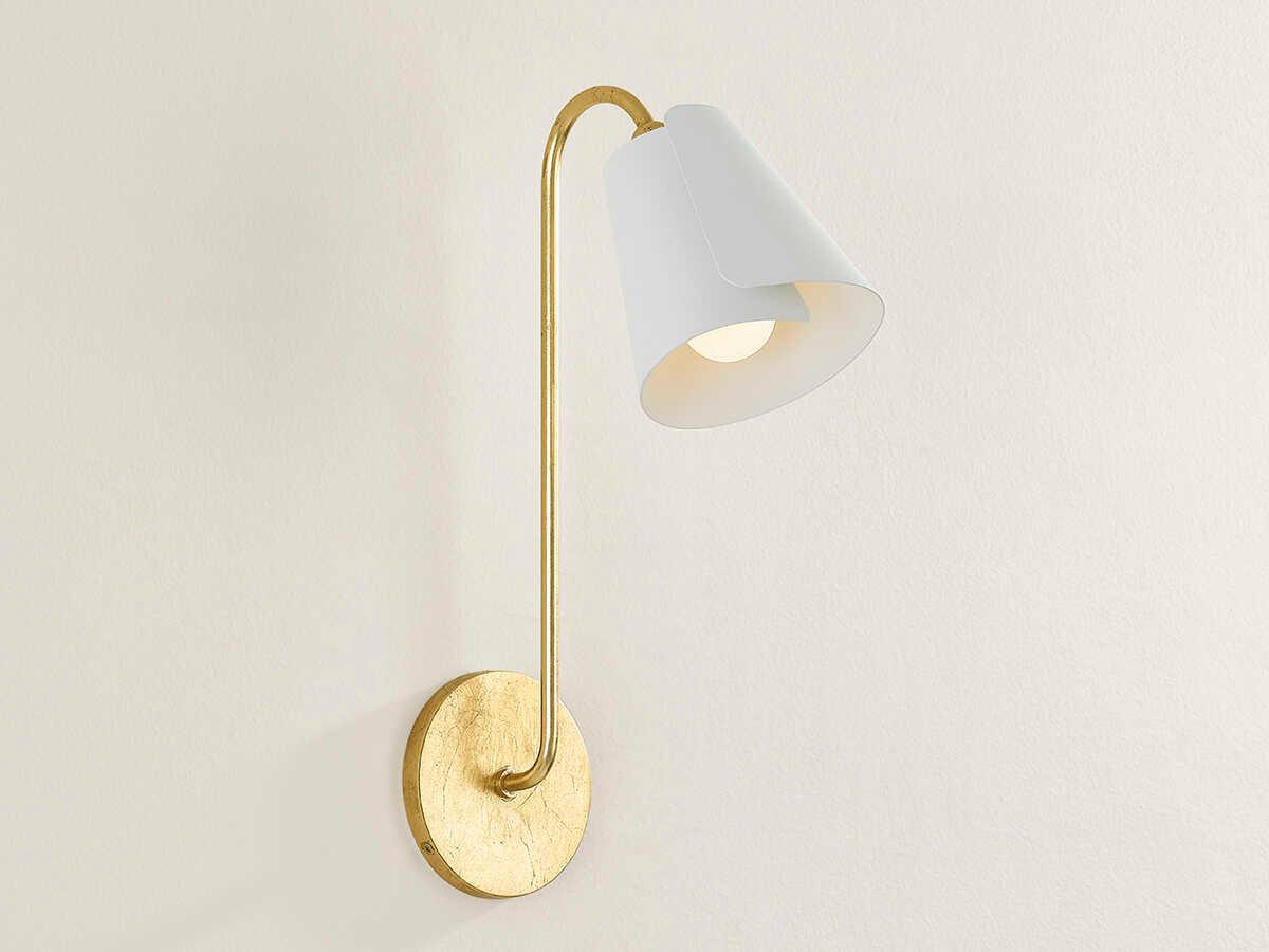 Mitzi Lila 1-Light Gold Leaf Textured On White Combo Wall Sconce