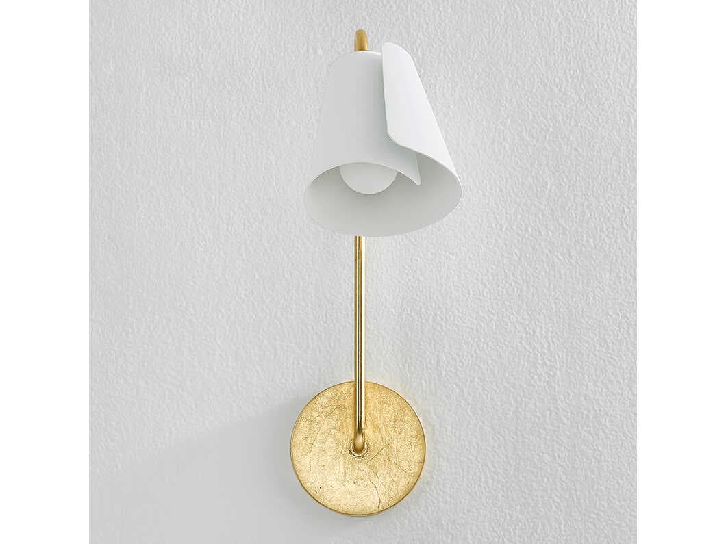Mitzi Lila 1-Light Gold Leaf Textured On White Combo Wall Sconce