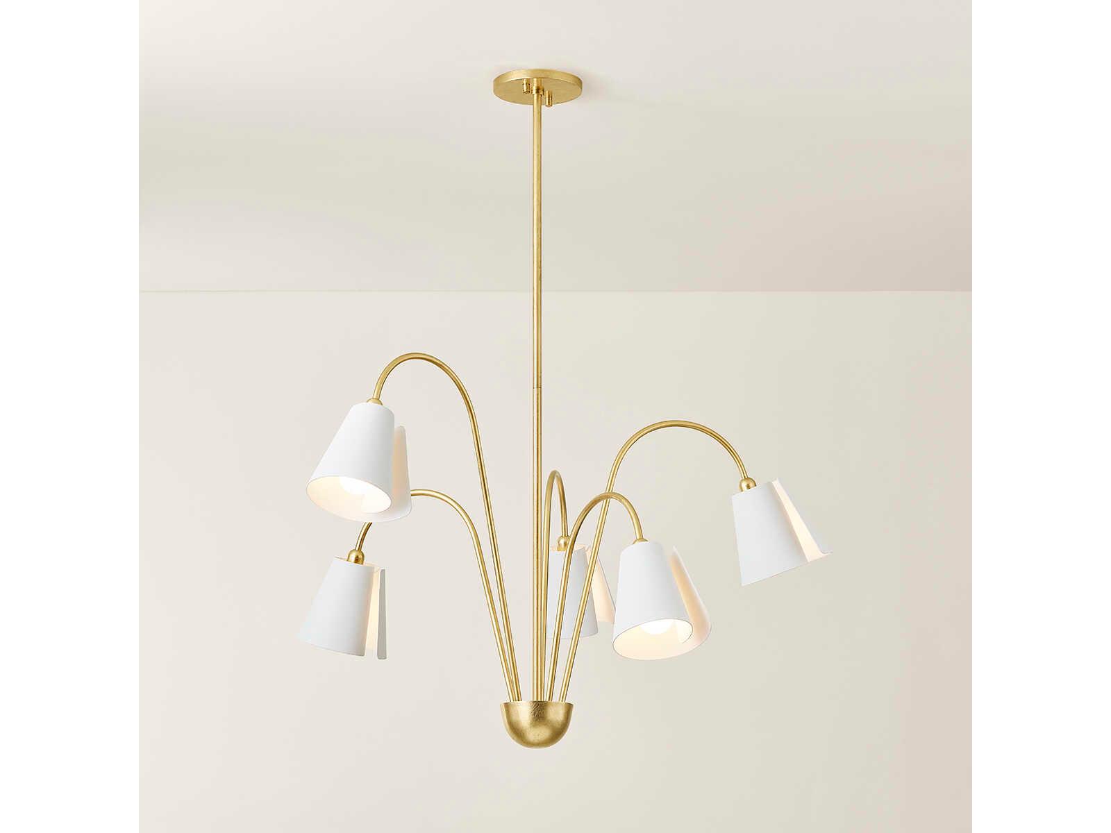 Mitzi Lila 5-Light Gold Leaf Textured On White Combo Candelabra Chandelier