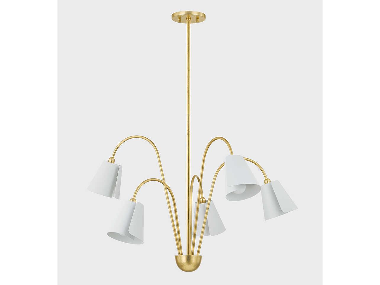 Mitzi Lila 5-Light Gold Leaf Textured On White Combo Candelabra Chandelier