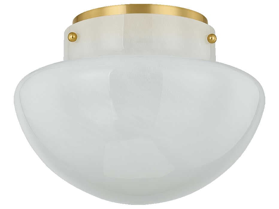 Mitzi 1-Light Aged Brass White Flush Mount